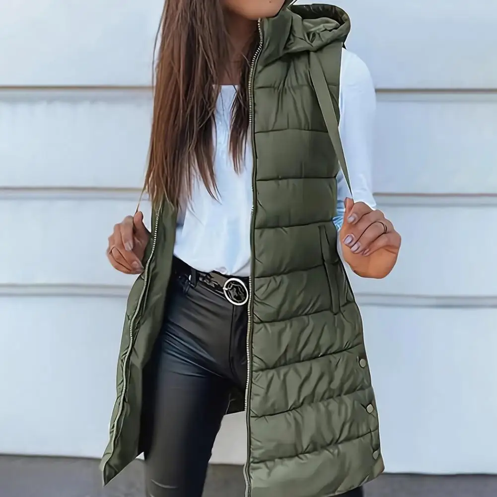 2025 Women  Down Vest Women's Puffer Vest Casual Zip Up Quilted Padded Vest Hooded Sleeveless Down Jacket Winter Warm Outerwear